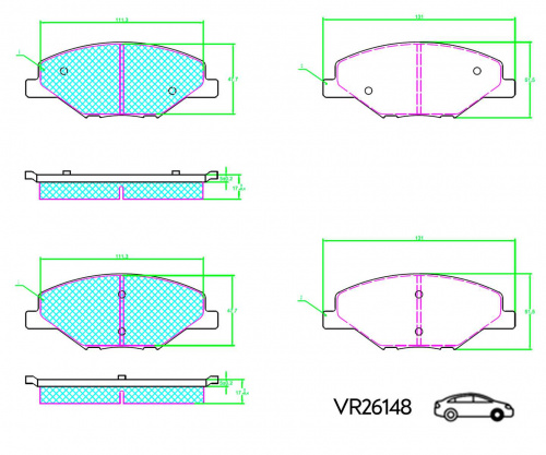 КОЛОДКИ ПЕРЕДНИЕ FABIA POLO (VOLRAM) VR26148
