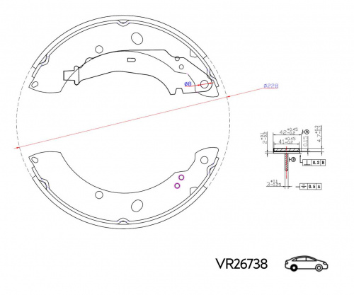 КОЛОДКИ ЗАДНИЕ VW POLO SEDAN RUS 1KH 10- БАРАБАННЫЕ 228x42 (VOLRAM) VR26738