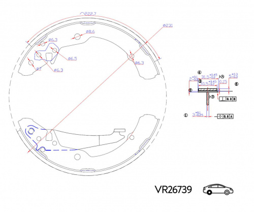 КОЛОДКИ ЗАДНИЕ VW POLO SEDAN RUS 1KC 10- БАРАБАННЫЕ 230x32 (VOLRAM) VR26739