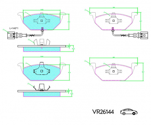 КОЛОДКИ ПЕРЕДНИЕ AUDI A2 A3 SEAT IBIZA IV V LEON SKODA FABIA (VOLRAM) VR26144