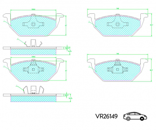 КОЛОДКИ ПЕРЕДНИЕ VW POLO СЕДАН (VOLRAM) VR26149