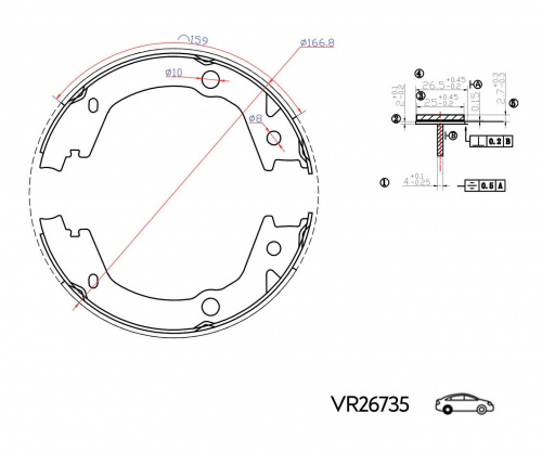 КОЛОДКИ ЗАДНИЕ TUCSON 04-10 SPORTAGE II 04- БАРАБАННЫЕ 170x27 (VOLRAM) VR26735