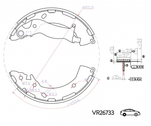 КОЛОДКИ ЗАДНИЕ SOLARIS 10- RIO III 10- БАРАБАННЫЕ 203x32 (VOLRAM) VR26733