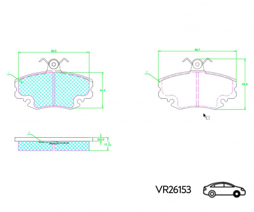 КОЛОДКА ПЕРЕДНЯЯ  VOLRAM LARGUS ABS+/-, 8 кл. (с 2 датчиками)